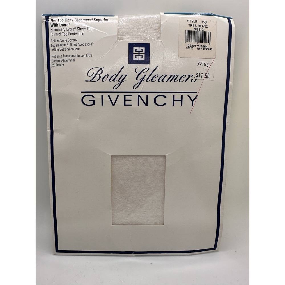 Vintage Givenchy‎ Body Gleamers Control Top Pantyhose White Size C 20 Denier NOS
